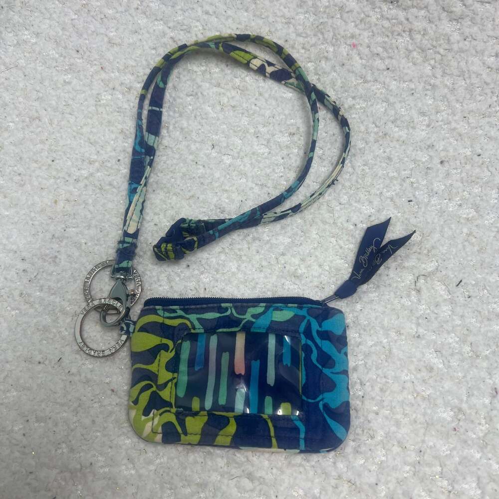 Vera Bradley Zip ID Case in Katalina Blues Lanyard with two Rings